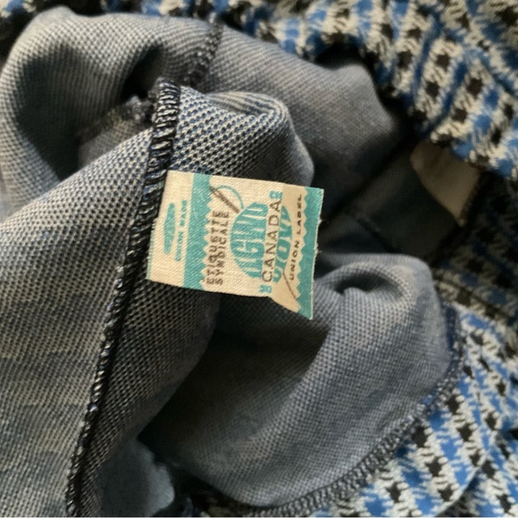 “VINTAGE” Eaton’s new old stock groovy blue checkered wide leg cuffed pants. - Picture 9 of 12